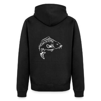 Pêcheur - pêche - carpe - dessiné à la main - Veste à capuche bio Premium Unisexe - noir - Dos - Nico (187cm)