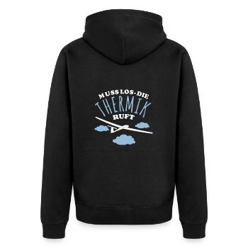 Muss los die Thermik ruft - Segelflugzeug - Unisex Premium Bio Zip Hoodie - Schwarz - Hinten - Nico (187cm)
