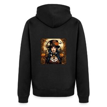 Halloween in Steampunk Style - Unisex Premium Organic Zip Hoodie - black - Back - Nico (187cm)