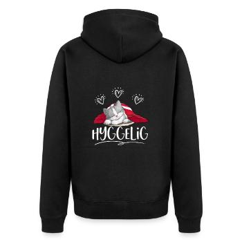 HYGGELIG - HYGGE - Gris chat -w - Veste à capuche bio Premium Unisexe - noir - Dos - Nico (187cm)