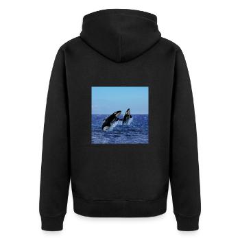 Orques, orques sautant dans la mer, poissons - Veste à capuche bio Premium Unisexe - noir - Dos - Nico (187cm)