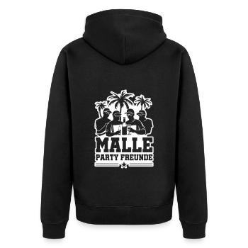 Malle Party Friends Holidays Mallorca - Unisex Premium Organic Zip Hoodie - black - Back - Nico (187cm)
