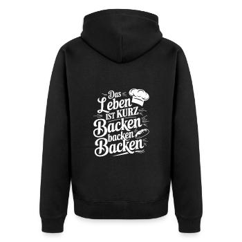 Das Leben ist kurz - nutze es zum Backen - Unisex Premium Bio Zip Hoodie - Schwarz - Hinten - Nico (187cm)