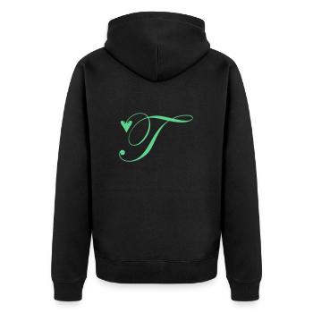 Monogramme T Coeur Vigne - Veste à capuche bio Premium Unisexe - noir - Dos - Nico (187cm)