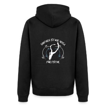 Taucher tauchen Sporttaucher Gerätetauchen - Unisex Premium Bio Zip Hoodie - Schwarz - Hinten - Nico (187cm)