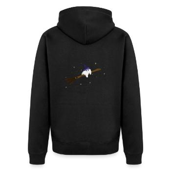 Pookie (weißer Ball) - Unisex Premium Bio Zip Hoodie - Schwarz - Hinten - Nico (187cm)