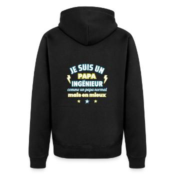 Je suis un papa ingénieur, cadeau fête des pères - Veste à capuche bio Premium Unisexe - noir - Dos - Nico (187cm)