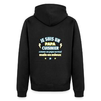 Papa cuisinier, cadeau fête des pères,Noël - Veste à capuche bio Premium Unisexe - noir - Dos - Nico (187cm)