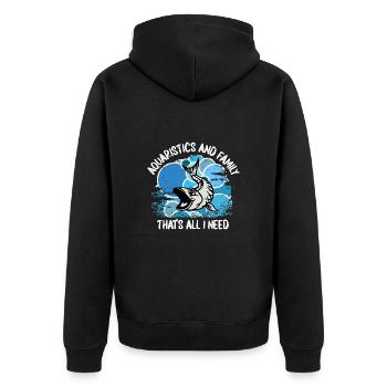 Aquarium Aquarianer Fische Zierfische Aquaristik - Unisex Premium Bio Zip Hoodie - Schwarz - Hinten - Nico (187cm)