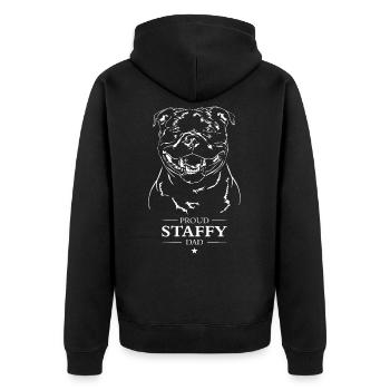 Staffy Dad Staffordshire Bullterrier Hund Wilsigns - Unisex Premium Bio Zip Hoodie - Schwarz - Hinten - Nico (187cm)