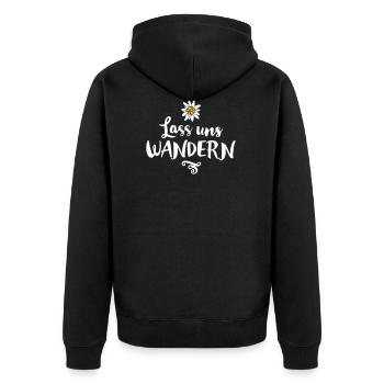 LASS UNS WANDERN EDELWEISS BLUME - Unisex Premium Bio Zip Hoodie - Schwarz - Hinten - Nico (187cm)
