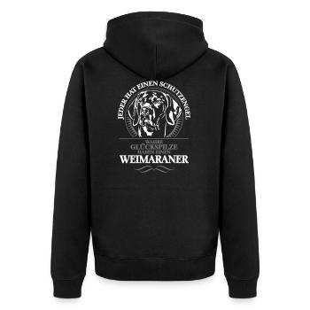 SCHUTZENGEL WEIMARANER Wilsigns Hundespruch - Unisex Premium Bio Zip Hoodie - Schwarz - Hinten - Nico (187cm)