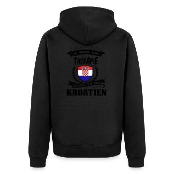 Therapie Kroatien BLK - Unisex Premium Bio Zip Hoodie - Schwarz - Hinten - Nico (187cm)