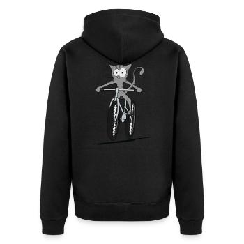 Kitten riding a bicycle. Cycle gift - Unisex Premium Organic Zip Hoodie - black - Back - Nico (187cm)
