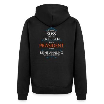 Präsident Beruf - Unisex Premium Bio Zip Hoodie - Schwarz - Hinten - Nico (187cm)