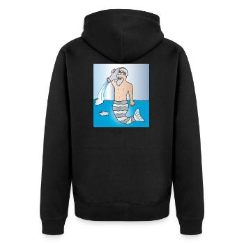 Wassermann | Sternzeichen | Geburtstag Astrologie - Unisex Premium Bio Zip Hoodie - Schwarz - Hinten - Nico (187cm)