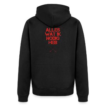 presentje wat ik nodig angel angler - Unisex Premium Bio Zip Hoodie - Schwarz - Hinten - Nico (187cm)