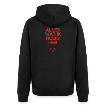 presentje wat ik nodig Dachdecker - Unisex Premium Bio Zip Hoodie - Schwarz - Hinten - Nico (187cm)