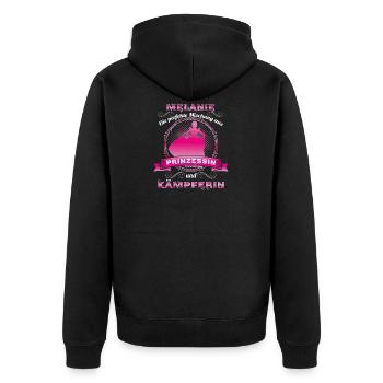 Geschenk Perfekte Mischung aus Prinzessin Melanie - Unisex Premium Bio Zip Hoodie - Schwarz - Hinten - Nico (187cm)