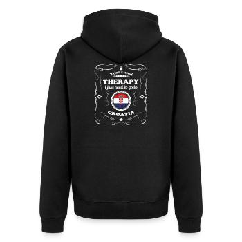 DON T NEED THERAPIE WANT GO CROATIA - Unisex Premium Bio Zip Hoodie - Schwarz - Hinten - Nico (187cm)