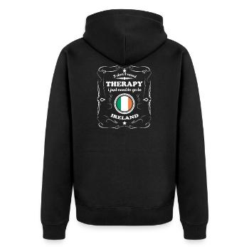 DON T NEED THERAPIE WANT GO IRELAND - Unisex Premium Bio Zip Hoodie - Schwarz - Hinten - Nico (187cm)