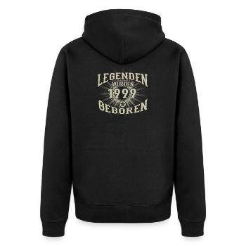 Geschenk Legenden wurden geboren 1999 - Unisex Premium Bio Zip Hoodie - Schwarz - Hinten - Nico (187cm)