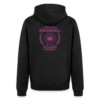 Geschenk Genial ich bin meisterin Seglerin - Unisex Premium Bio Zip Hoodie - Schwarz - Hinten - Nico (187cm)