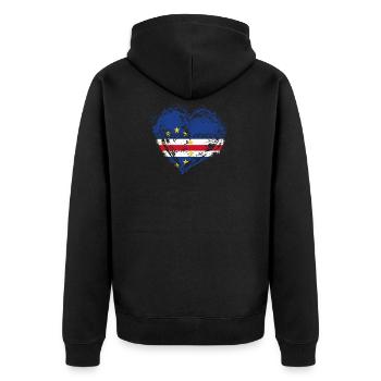 HOME ROOTS COUNTRY GIFT LOVE Cape verde - Unisex Premium Bio Zip Hoodie - Schwarz - Hinten - Nico (187cm)