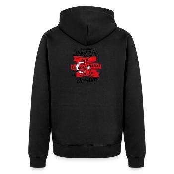 HOLIDAY HOME ROOTS turkey Turkey Turkey Antalya - Unisex Premium Organic Zip Hoodie - black - Back - Nico (187cm)
