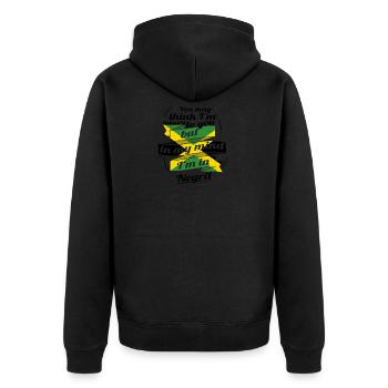 URLAUB jamaika ROOTS TRAVEL I M IN Jamaica Negril - Unisex Premium Bio Zip Hoodie - Schwarz - Hinten - Nico (187cm)
