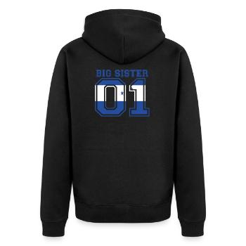 Big Sister grosse Schwester 01 Honduras - Unisex Premium Bio Zip Hoodie - Schwarz - Hinten - Nico (187cm)