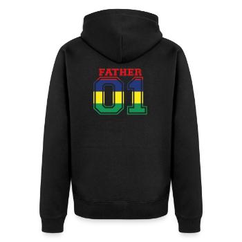 Father vater papa 01 queen Mauritius - Unisex Premium Bio Zip Hoodie - Schwarz - Hinten - Nico (187cm)