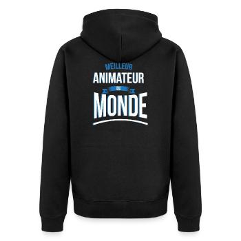 Meilleur Animateur du monde homme - Veste à capuche bio Premium Unisexe - noir - Dos - Nico (187cm)