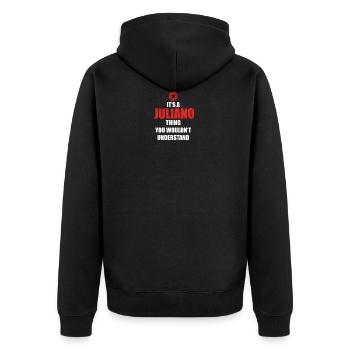 Geschenk it s a thing birthday understand JULIANO - Unisex Premium Bio Zip Hoodie - Schwarz - Hinten - Nico (187cm)