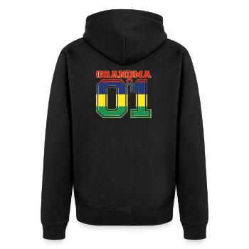 Oma Grandma queen 01 family Mauritius - Unisex Premium Bio Zip Hoodie - Schwarz - Hinten - Nico (187cm)
