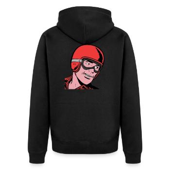 Vintage Treiber Comic - Unisex Premium Bio Zip Hoodie - Schwarz - Hinten - Nico (187cm)