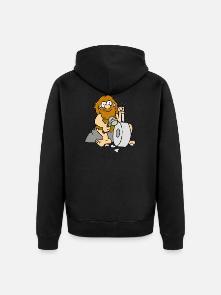 neanderthal cave man caveman steinzeit10 - Unisex Premium Organic Zip Hoodie - black