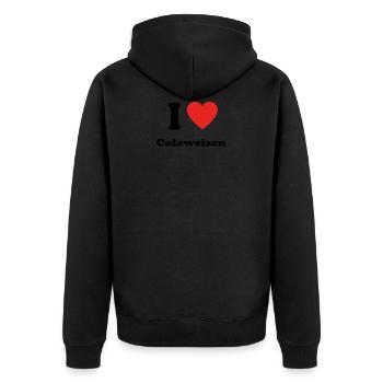Bayern basst bayrisch bier Colaweizen - Unisex Premium Bio Zip Hoodie - Schwarz - Hinten - Nico (187cm)