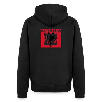 Albanien Fussball verein team party em wm 22 - Unisex Premium Bio Zip Hoodie - Schwarz - Hinten - Nico (187cm)
