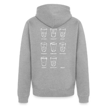 Point of View - Das Glas ist ... (Variante weiß) - Unisex Premium Bio Zip Hoodie - Grau meliert - Hinten - Nico (187cm)