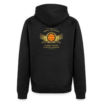 Legenden geboren geschenk heimat in CATALUNYA - Unisex Premium Bio Zip Hoodie - Schwarz - Hinten - Nico (187cm)