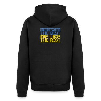 Accueil Mess avec le meilleur amour Ukraine .png - Veste à capuche bio Premium Unisexe - noir - Dos - Nico (187cm)