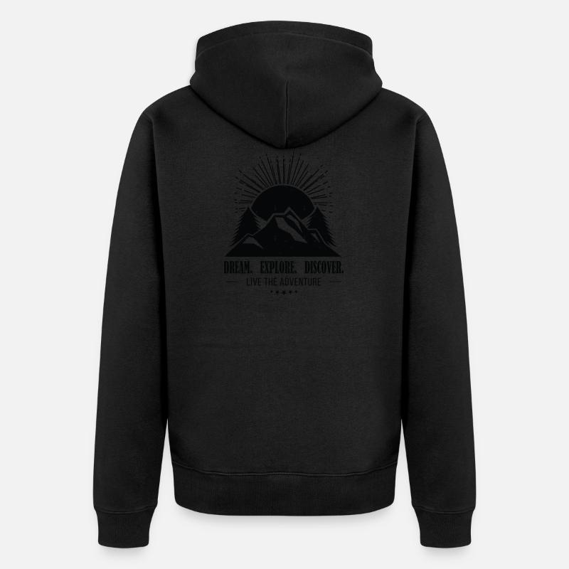 Rêve - Explorer - Découvrir - Veste à capuche bio Premium Unisexe - noir
