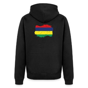 Roots roots flag homeland country Mauritius png - Unisex Premium Organic Zip Hoodie - black - Back - Nico (187cm)