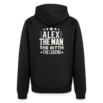 Alex - Unisex Premium Bio Zip Hoodie - Schwarz - Hinten - Nico (187cm)