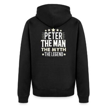 Peter - Unisex Premium Organic Zip Hoodie - black - Back - Nico (187cm)