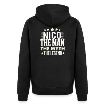 Nico - Unisex Premium Bio Zip Hoodie - Schwarz - Hinten - Nico (187cm)