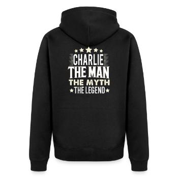 Charlie - Unisex Premium Bio Zip Hoodie - Schwarz - Hinten - Nico (187cm)