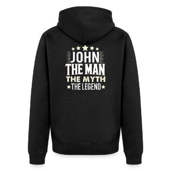 John - Unisex Premium Bio Zip Hoodie - Schwarz - Hinten - Nico (187cm)