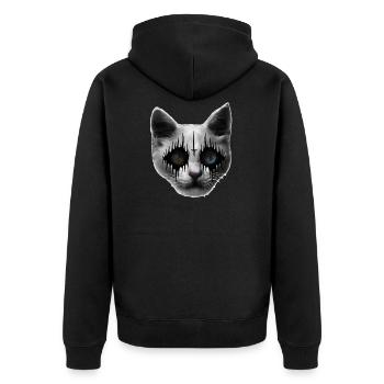Black Metal Katze - Unisex Premium Bio Zip Hoodie - Schwarz - Hinten - Nico (187cm)